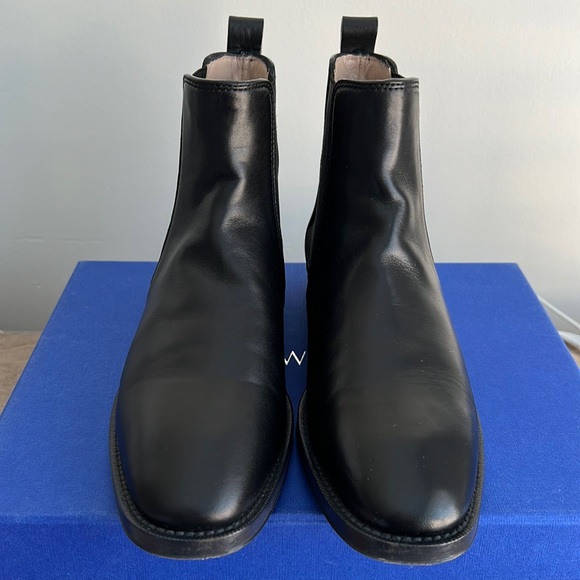 Stuart Weitzman Atom Boots Black Leather size 7.5 like-new condition - Picture 2 of 7